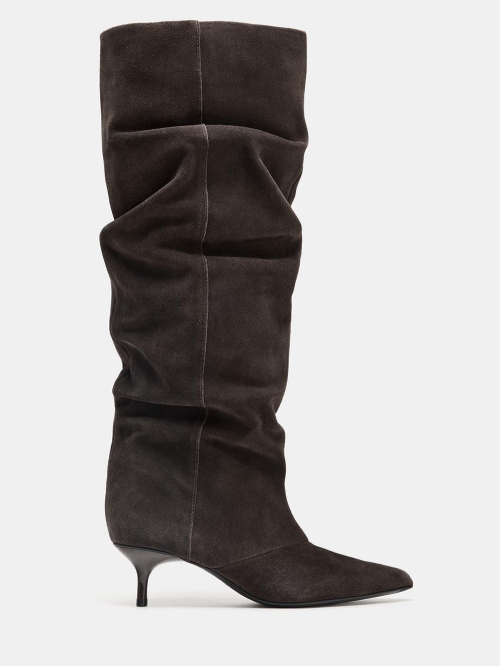 Zara Dark Brown Suede Over-the-Knee Slouch Boots